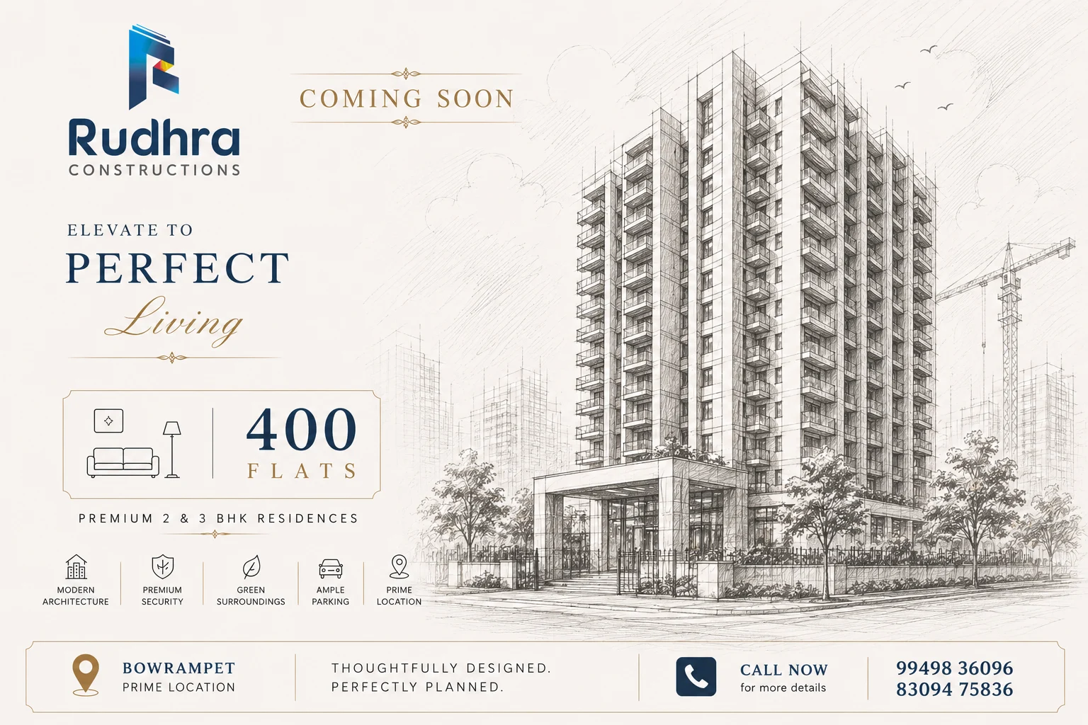 Architectural concept sketch for the upcoming apartment community